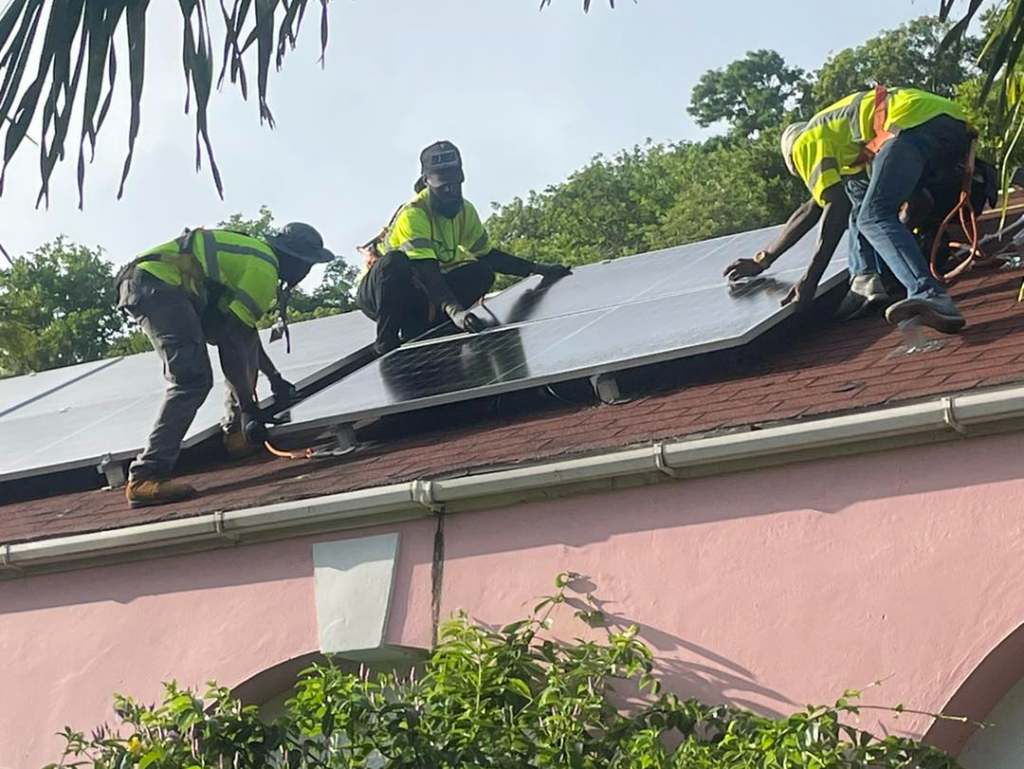 men on roof